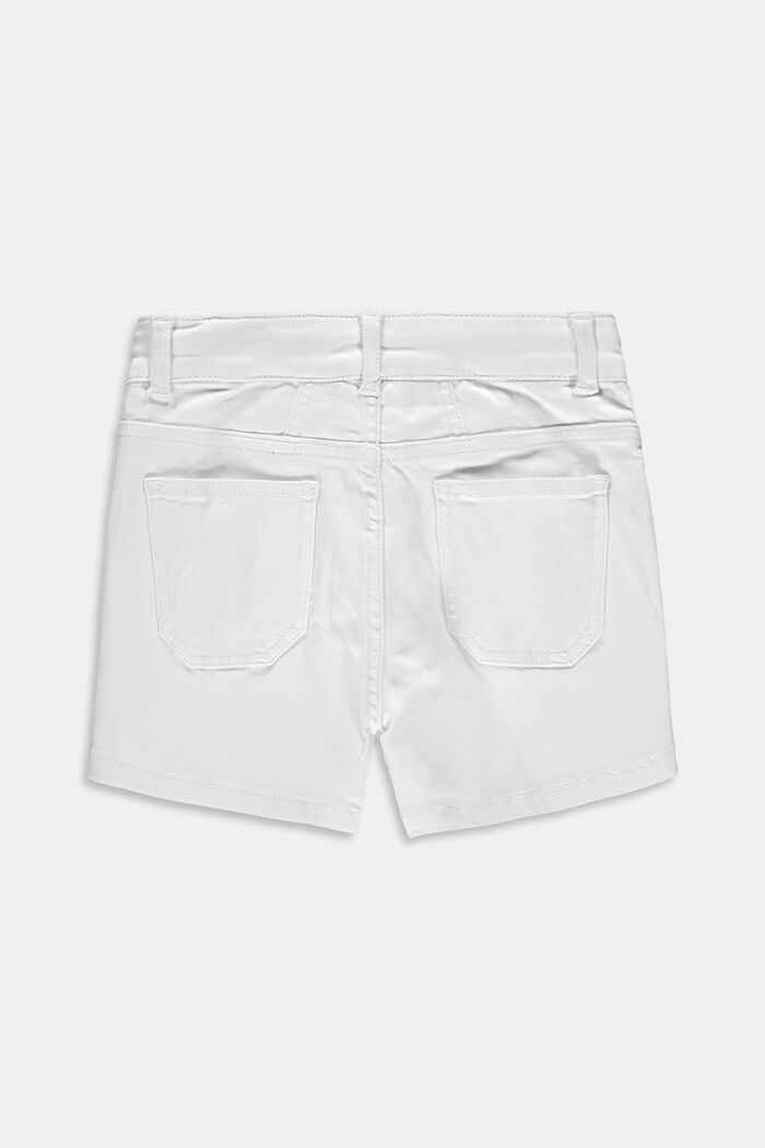 Stretch cotton denim shorts, WHITE, detail image number 1