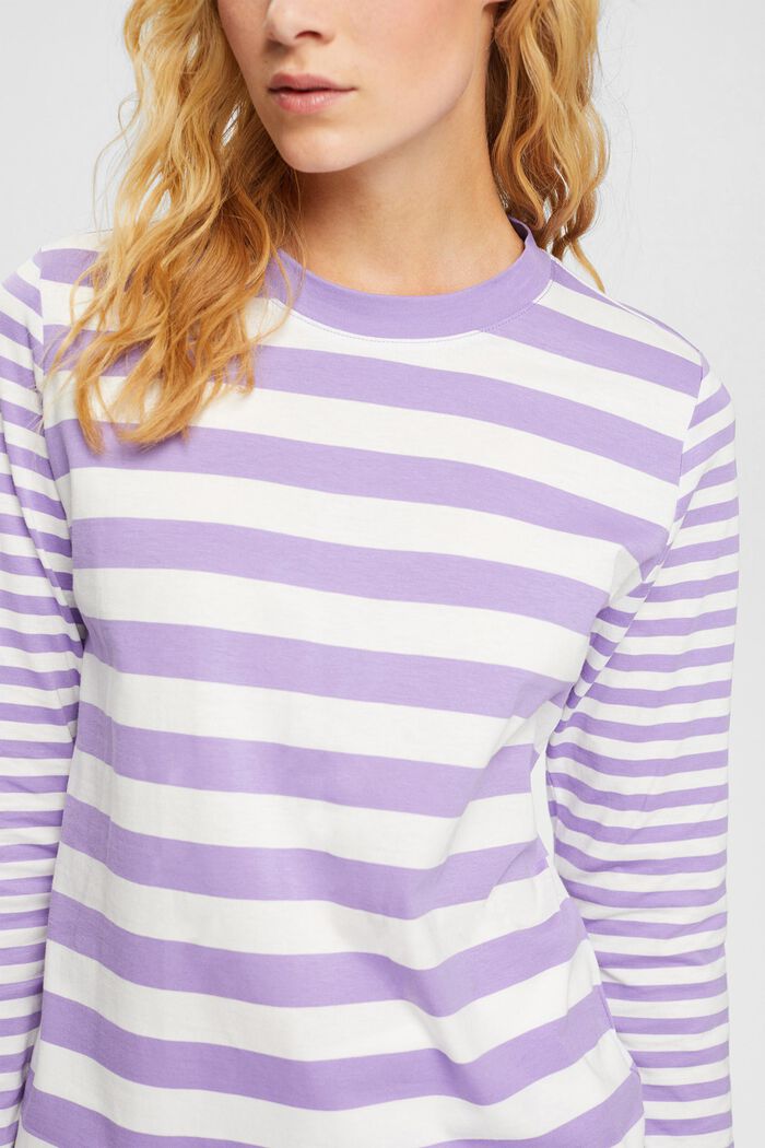 Striped long-sleeved top, LILAC, detail image number 0