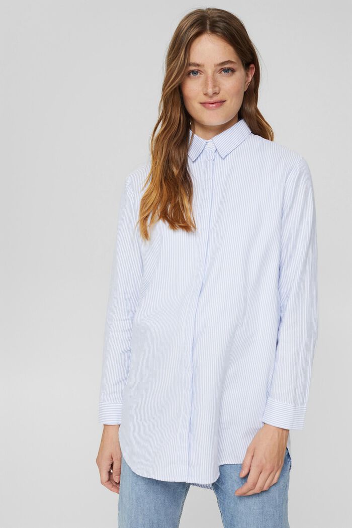 Shirt blouse in 100% organic cotton, PASTEL BLUE, detail image number 0