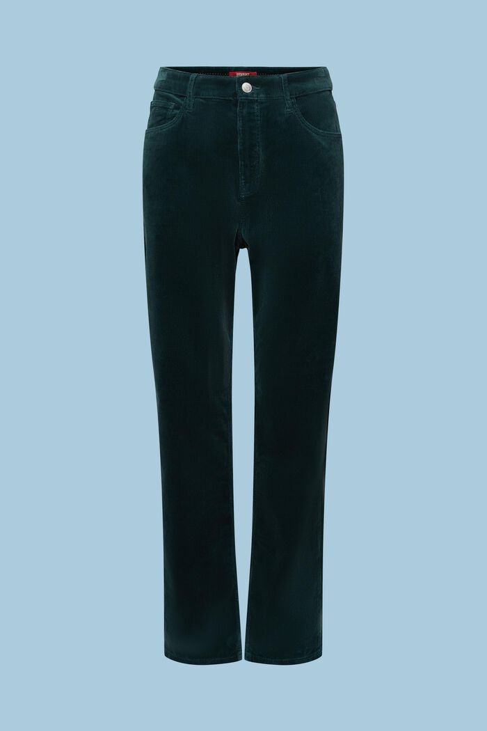 High-Rise Straight Fit Corduroy Pants, EMERALD GREEN, detail image number 5
