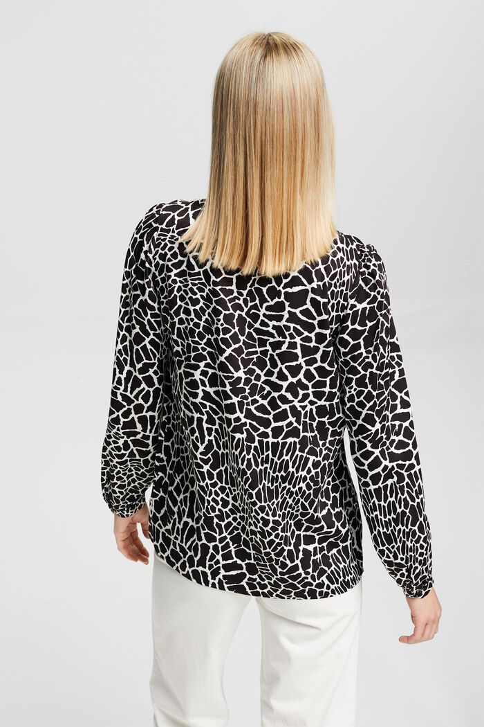 Print blouse with LENZING™ ECOVERO™, BLACK, detail image number 3