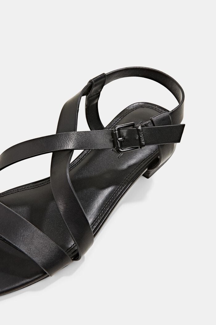 Faux leather strappy sandals, BLACK, detail image number 4