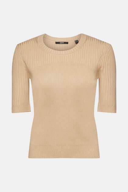 Short-sleeved ribbed sweater