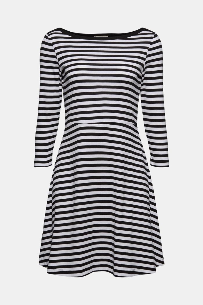 Striped jersey dress, 100% organic cotton, BLACK, detail image number 0