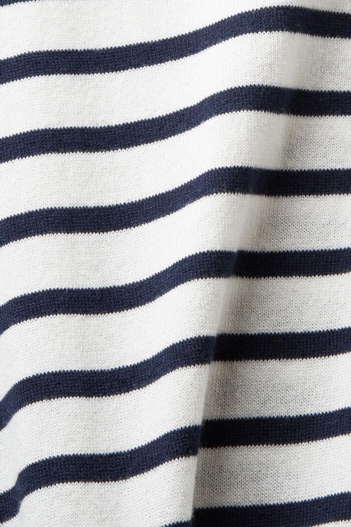 Striped Cotton V-Neck Sweater, OFF WHITE, detail image number 5
