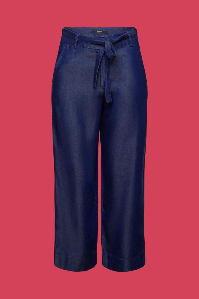 Cropped wide leg trousers, TENCEL™, BLUE DARK WASHED, detail image number 7