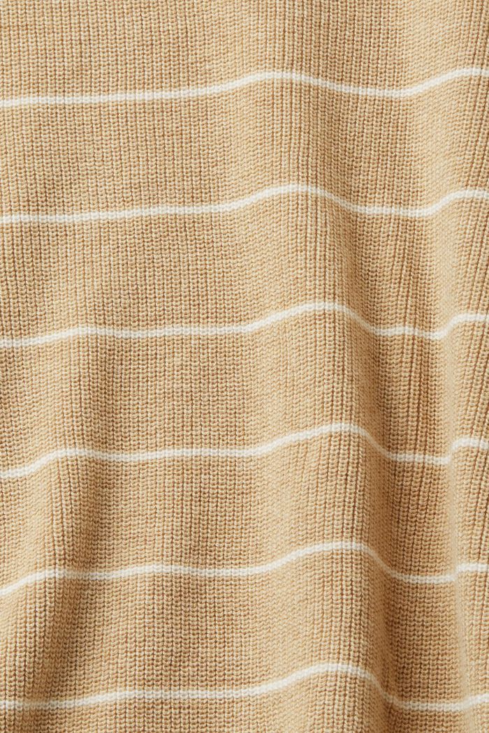 Striped knitted cotton jumper, SAND, detail image number 4