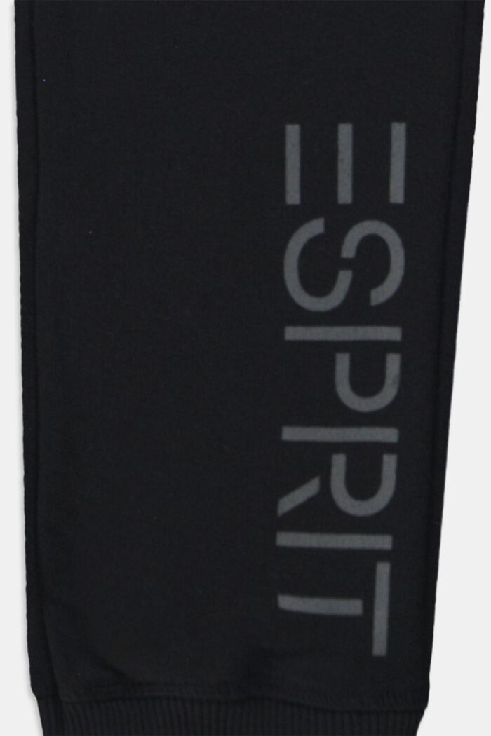 Tracksuit bottoms with a logo, 100% cotton, BLACK, detail image number 2