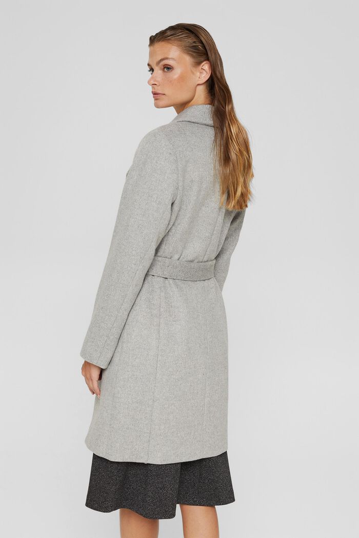 Wool blend: coat with a large collar, LIGHT GREY, detail image number 3