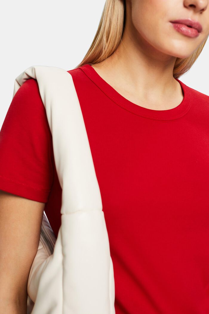 Cotton Short-Sleeve T-Shirt, DARK RED, detail image number 2