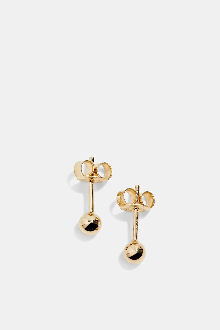 Stud earrings with little balls, sterling silver, GOLD, overview