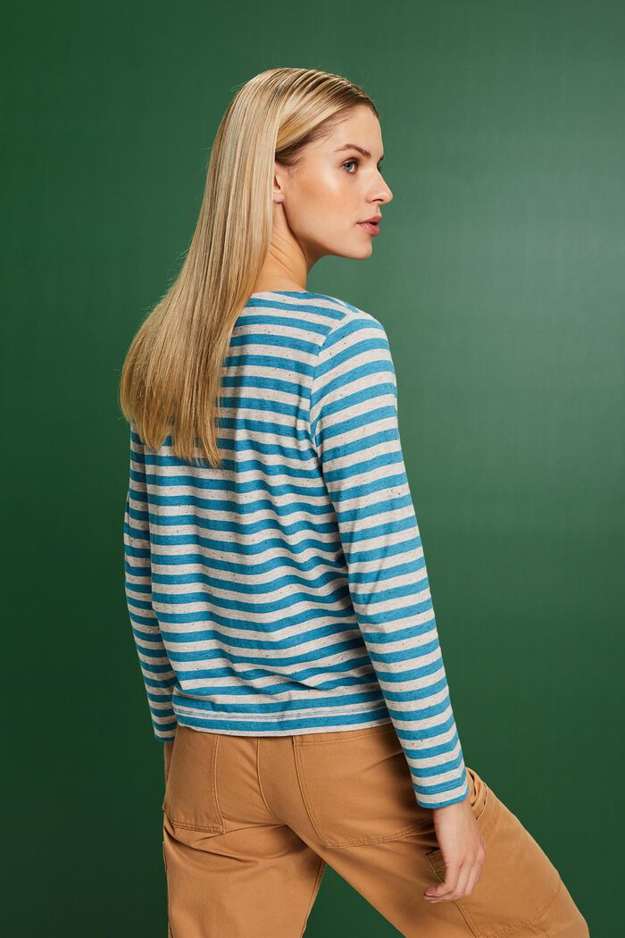 Striped Jersey Long Sleeve Top, DARK TURQUOISE, detail image number 2