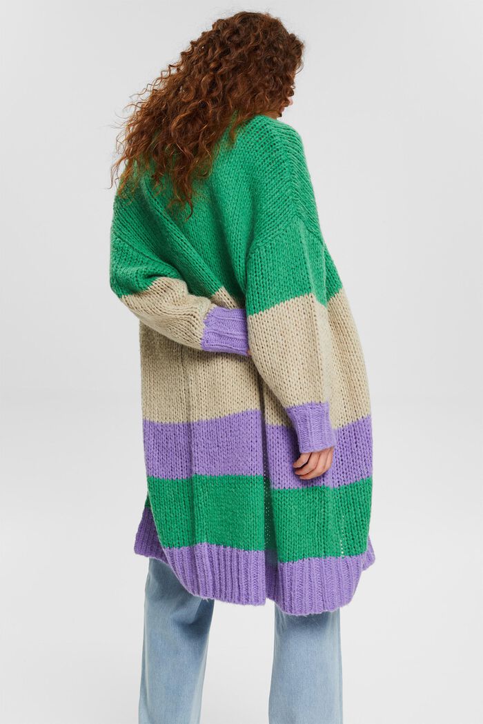 Alpaca blend: striped knit jacket, GREEN, detail image number 3