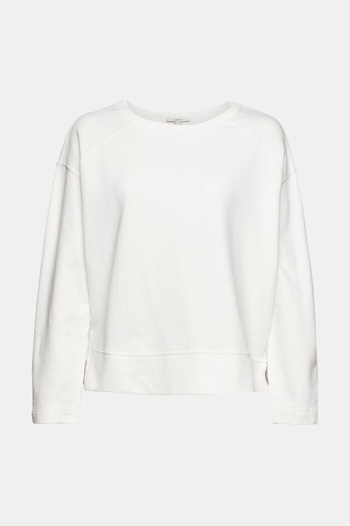 Sweatshirt in 100% cotton, OFF WHITE, overview