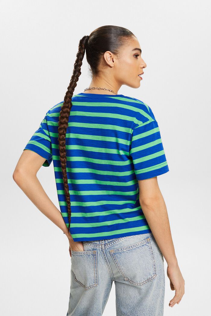 Striped V-Neck T-Shirt, BRIGHT BLUE, detail image number 2