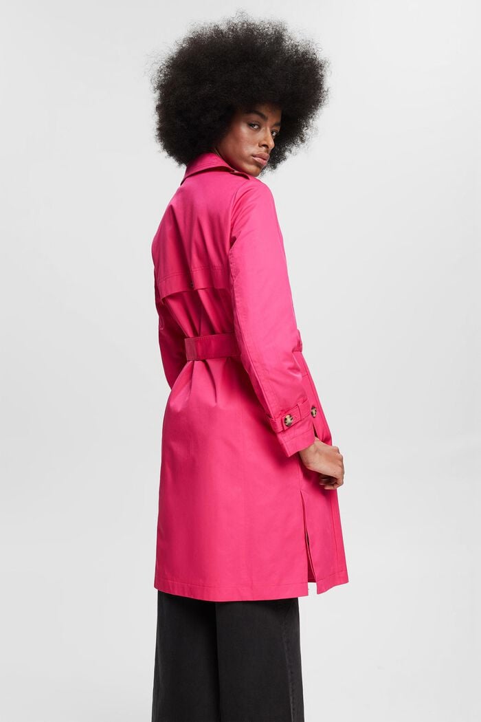 Cotton trench coat, PINK FUCHSIA, detail image number 3