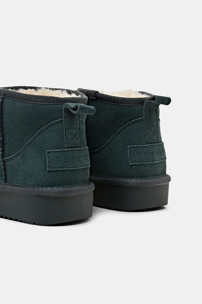 Faux-Fur Lined Suede Booties, EMERALD GREEN, detail image number 4
