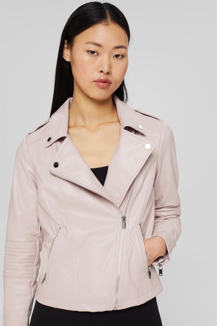 Faux leather biker jacket, DUSTY NUDE, detail image number 0