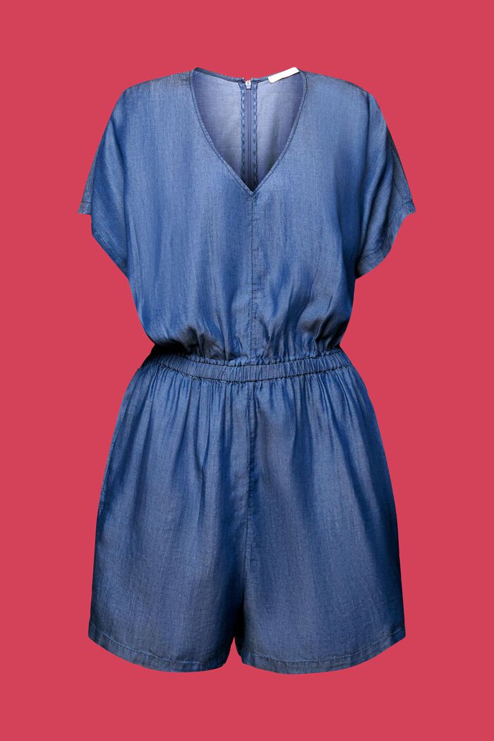 Short jumpsuit in a jeans look, TENCEL™, BLUE MEDIUM WASHED, detail image number 5