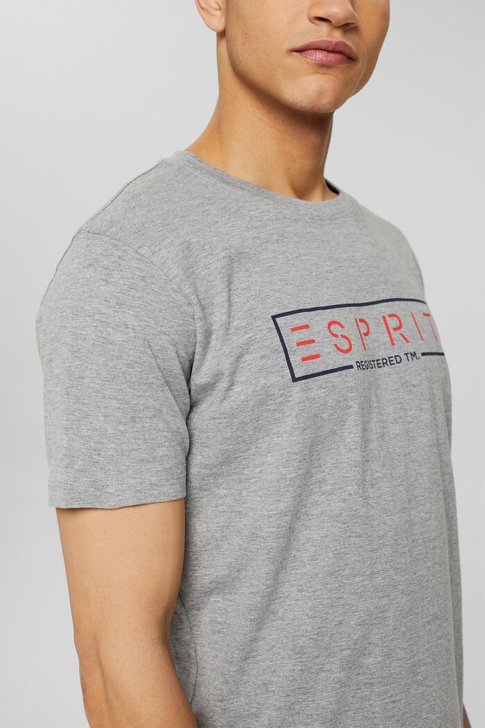 Jersey T-shirt with logo made of blended cotton, MEDIUM GREY, detail image number 1