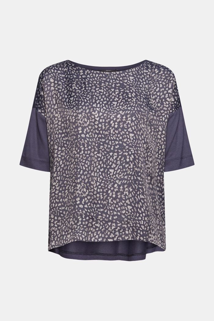 Leopard print T-shirt, LENZING™ ECOVERO™, DARK BLUE, overview