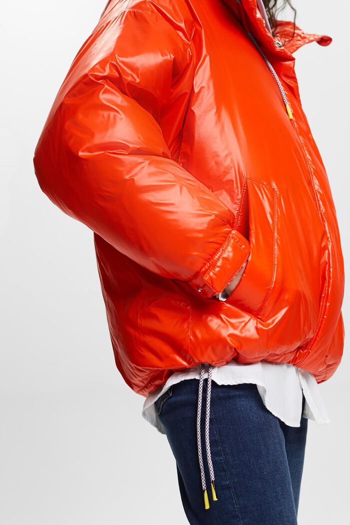 Recycled: puffer jacket with down, BRIGHT ORANGE, detail image number 2