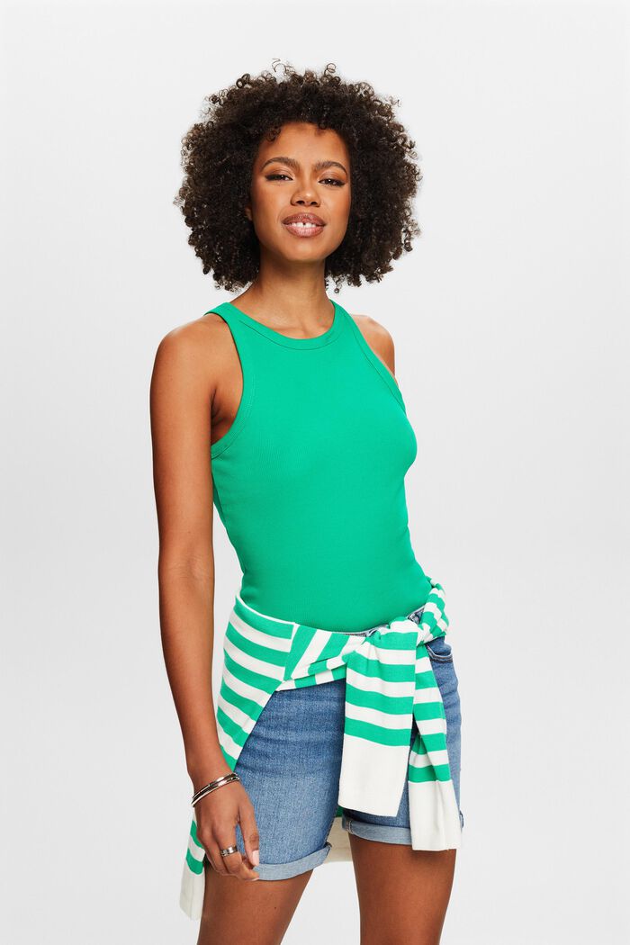 Ribbed Tank Top, GREEN, detail image number 0