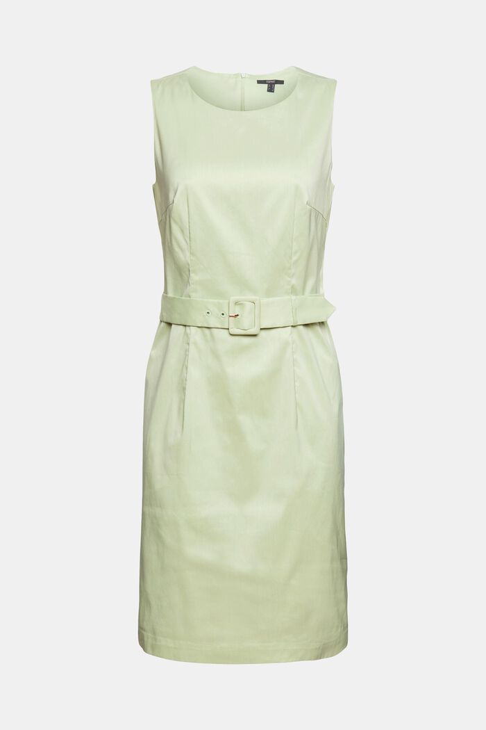 Dress with a fixed cinch belt, PASTEL GREEN, overview
