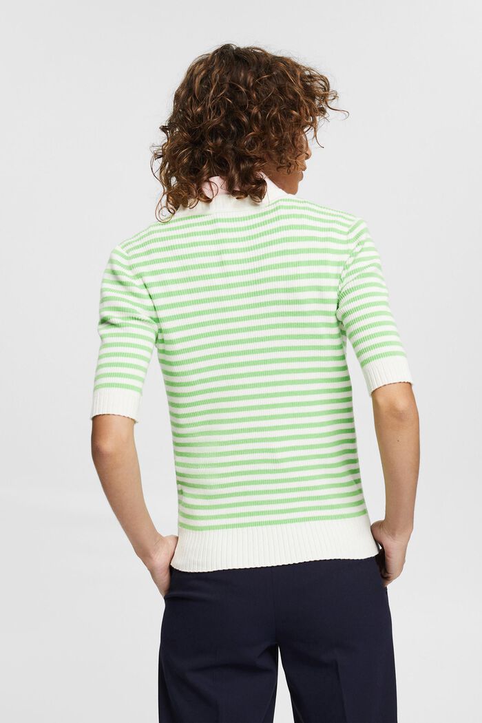Silk blend: short sleeve knit jumper, OFF WHITE, detail image number 3