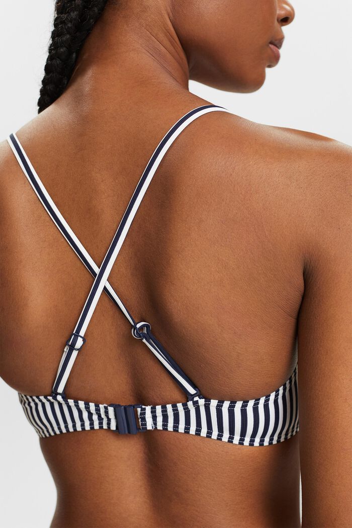Striped Padded Bikini Top, NAVY, detail image number 1