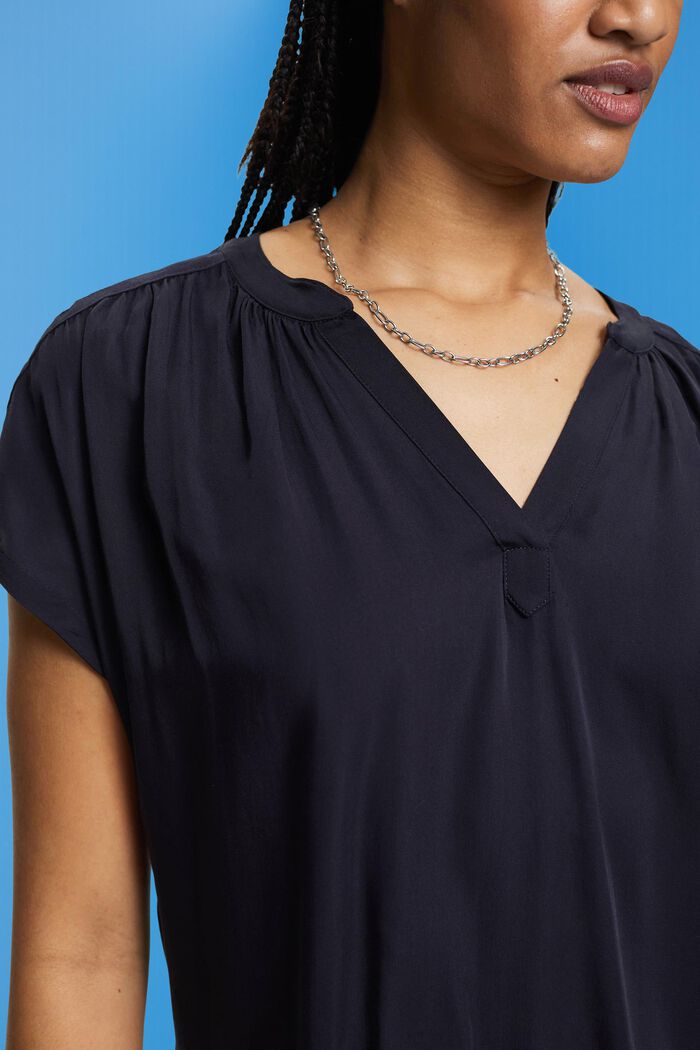 V-neck blouse, LENZING™ ECOVERO™, NAVY, detail image number 2