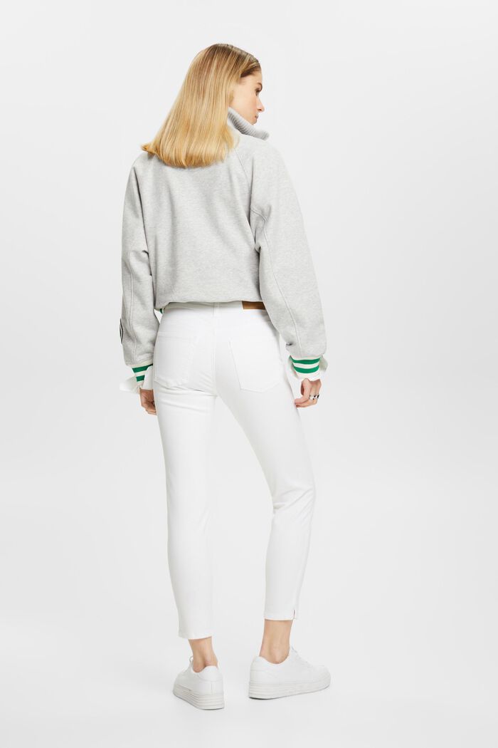 Mid-rise cropped leg stretch trousers, WHITE, detail image number 3