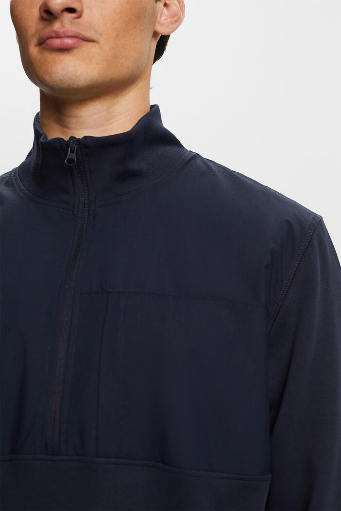 Mixed material half-zip sweatshirt, NAVY, detail image number 2