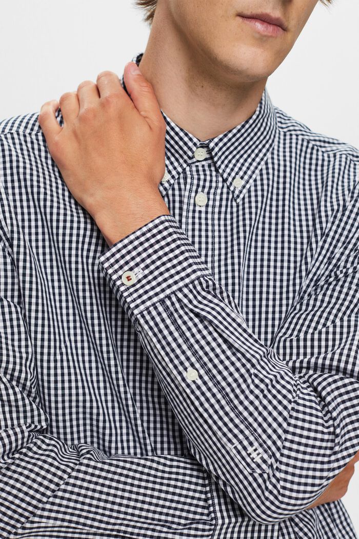 Vichy button-down shirt, 100% cotton, NAVY, detail image number 2