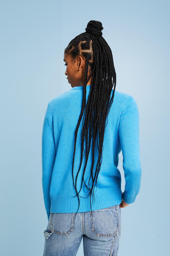 Knit Crewneck Sweater, BLUE, detail image number 2