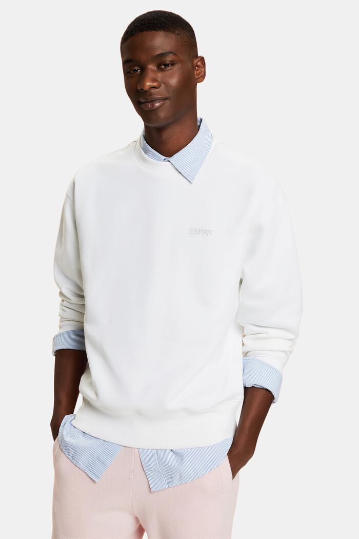 Unisex Logo Fleece Sweatshirt, WHITE, detail image number 2