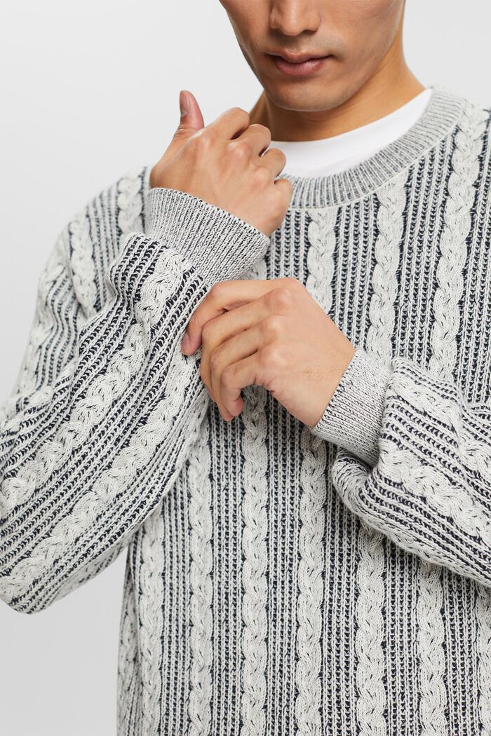 Cable-Knit Crewneck Sweater, NAVY, detail image number 2