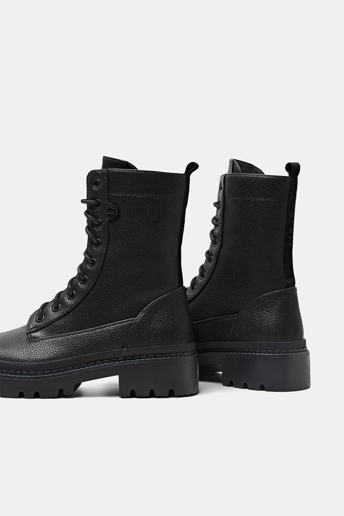 Vegan leather lace-up boots, BLACK, detail image number 4