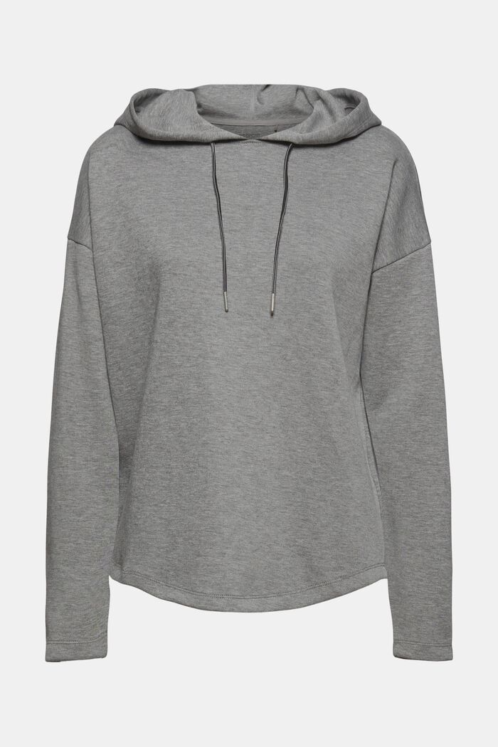 Sweatshirt hoodie with a soft texture, organic cotton blend, MEDIUM GREY, detail image number 4