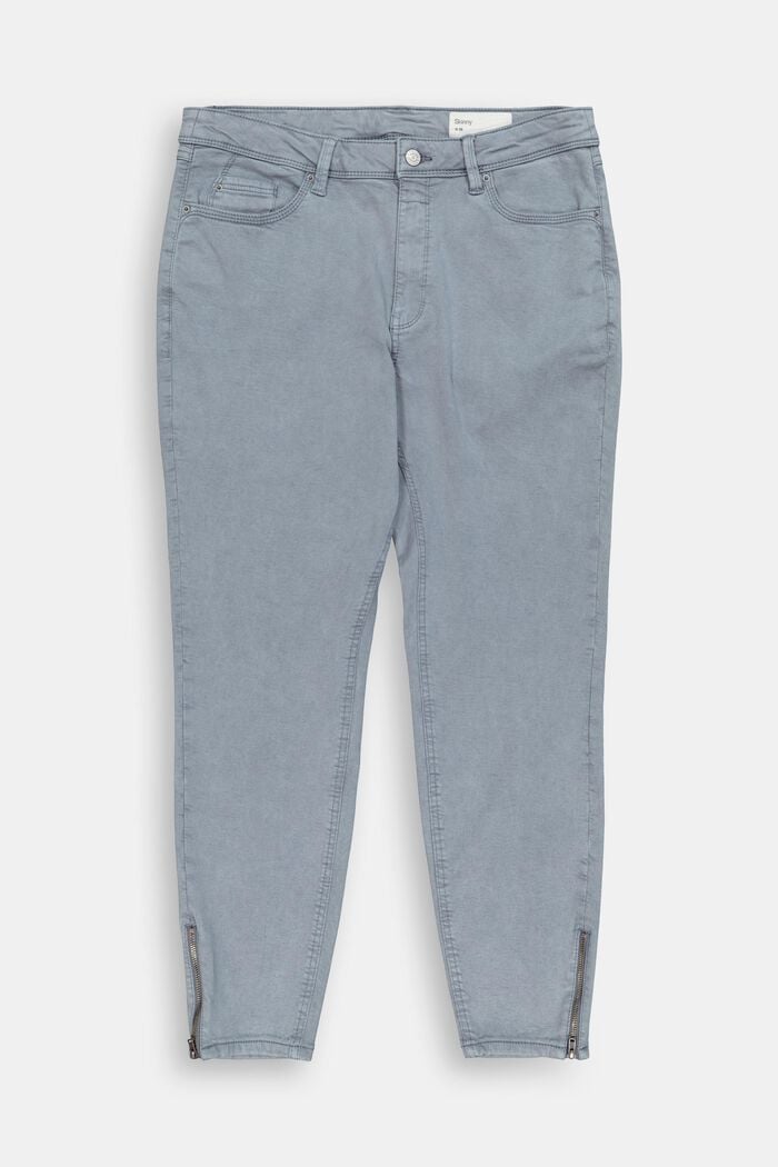 CURVY stretch jeans with zip detail, GREY BLUE, overview