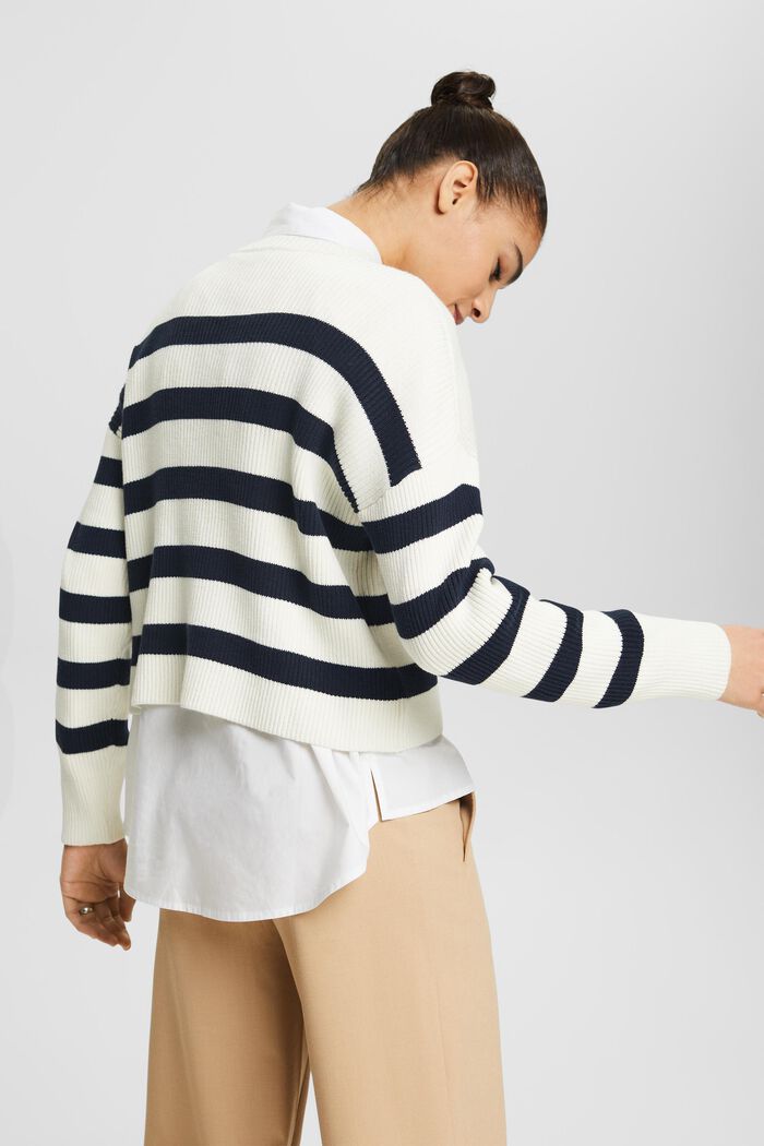 Striped Long-Sleeve Sweater, ICE, detail image number 3