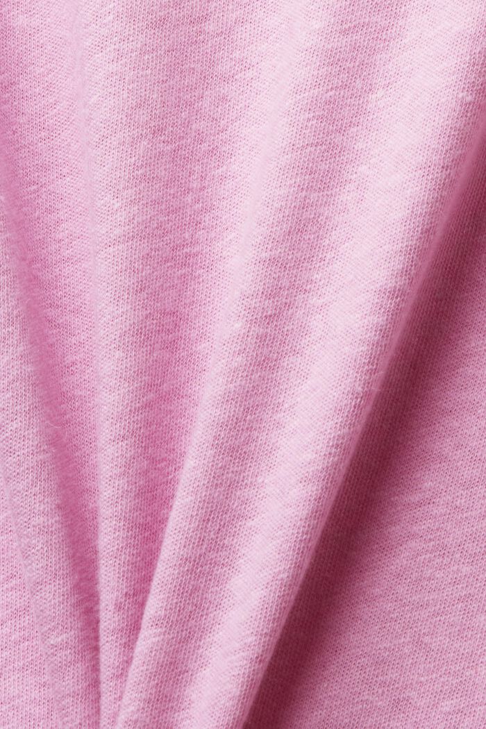 Cotton and linen blended t-shirt, LILAC, detail image number 4
