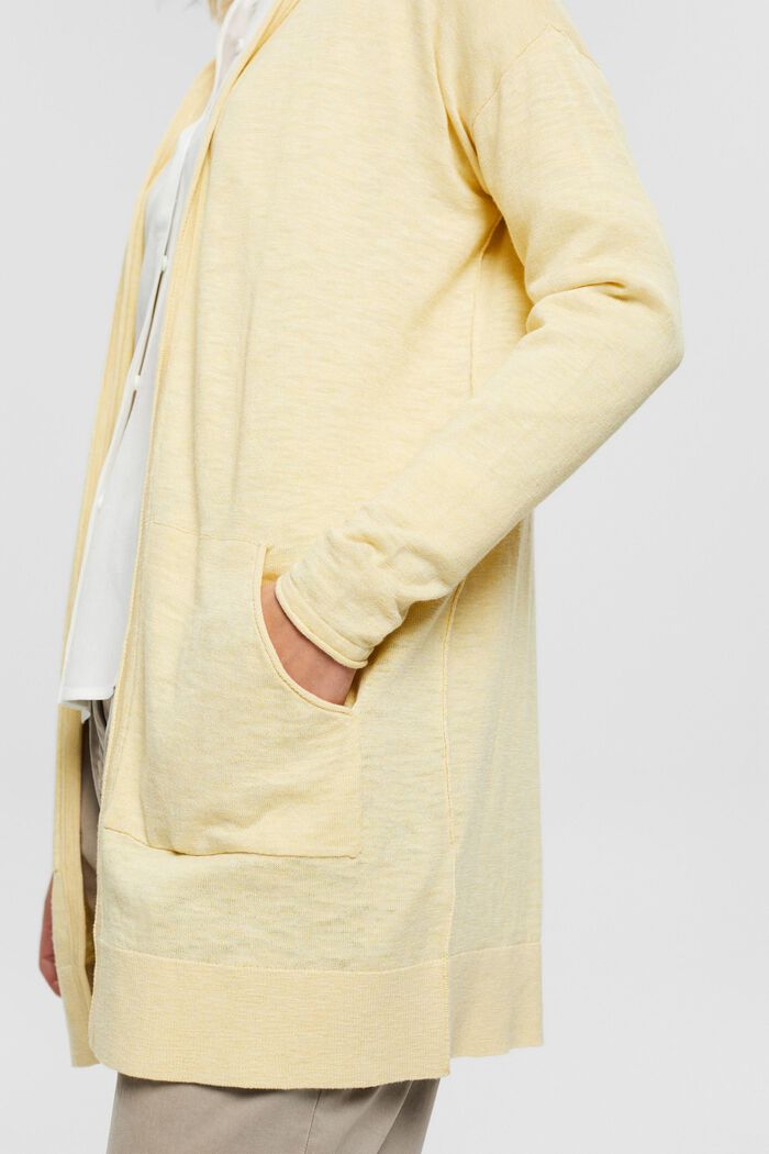 Hooded cardigan, organic cotton, PASTEL YELLOW, detail image number 2
