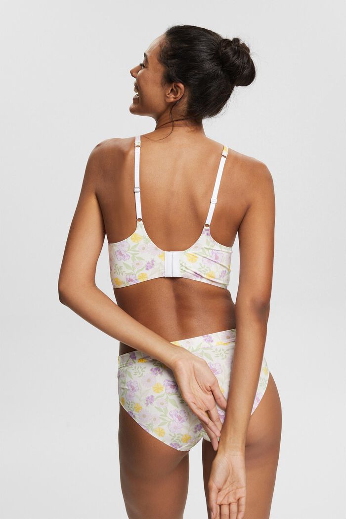 Made of recycled material: non-wired bra with a floral print, OFF WHITE, detail image number 1