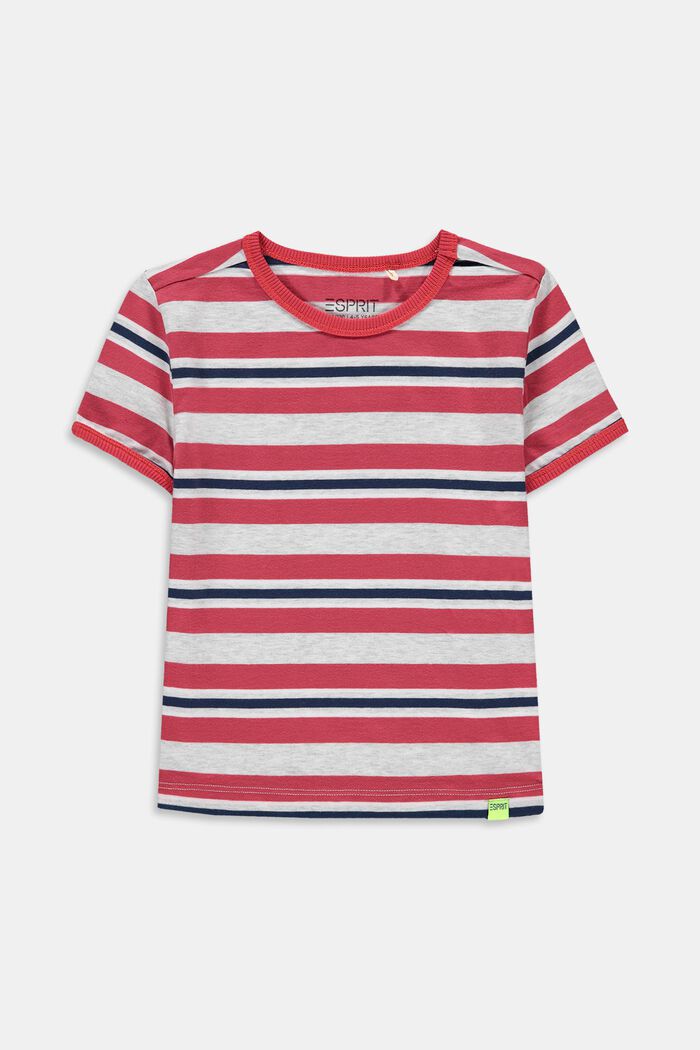 Striped T-shirt, 100% cotton, GARNET RED, detail image number 0