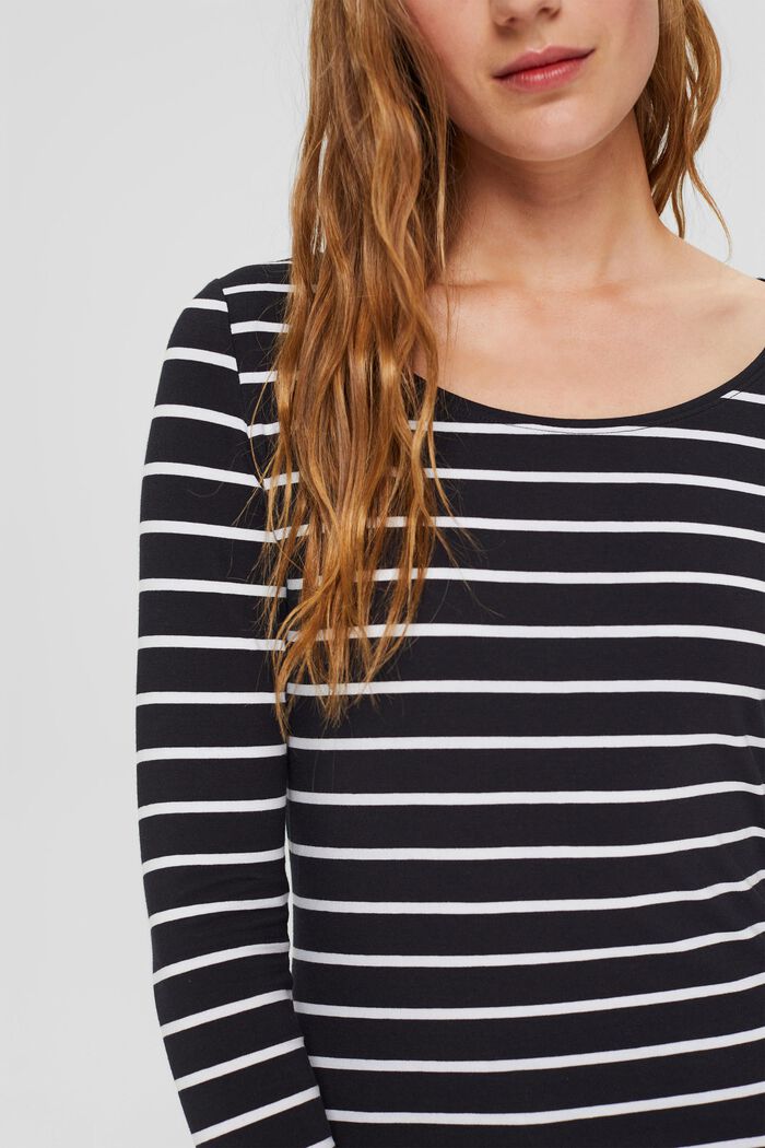 Striped long sleeve top made of organic cotton, BLACK, detail image number 2