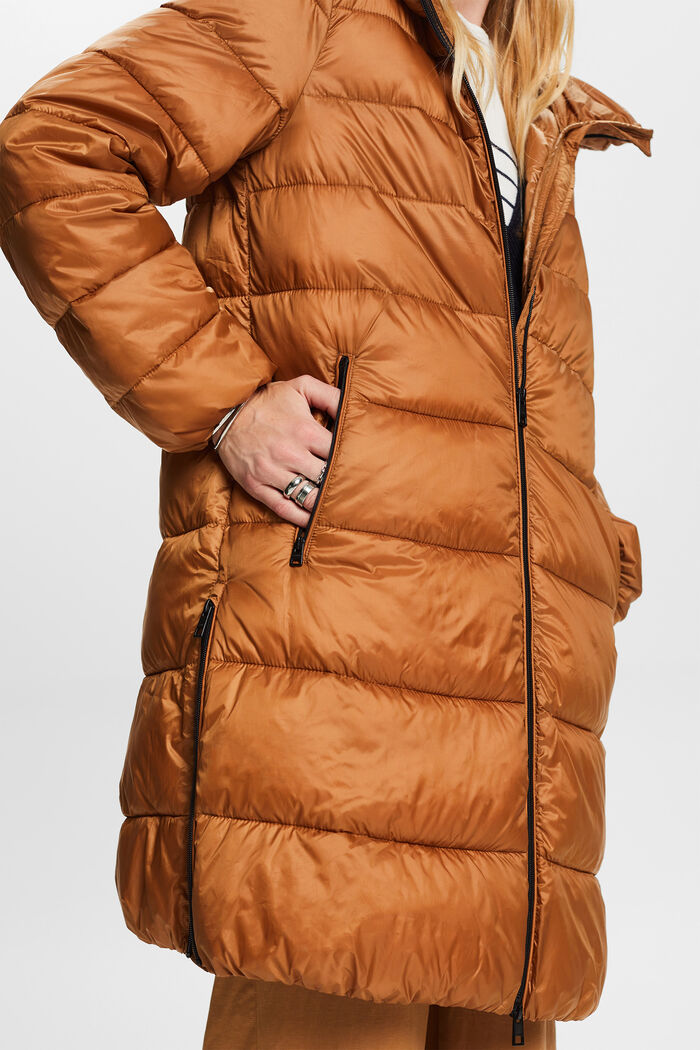 Recycled: puffer coat with a hood, CARAMEL, detail image number 4
