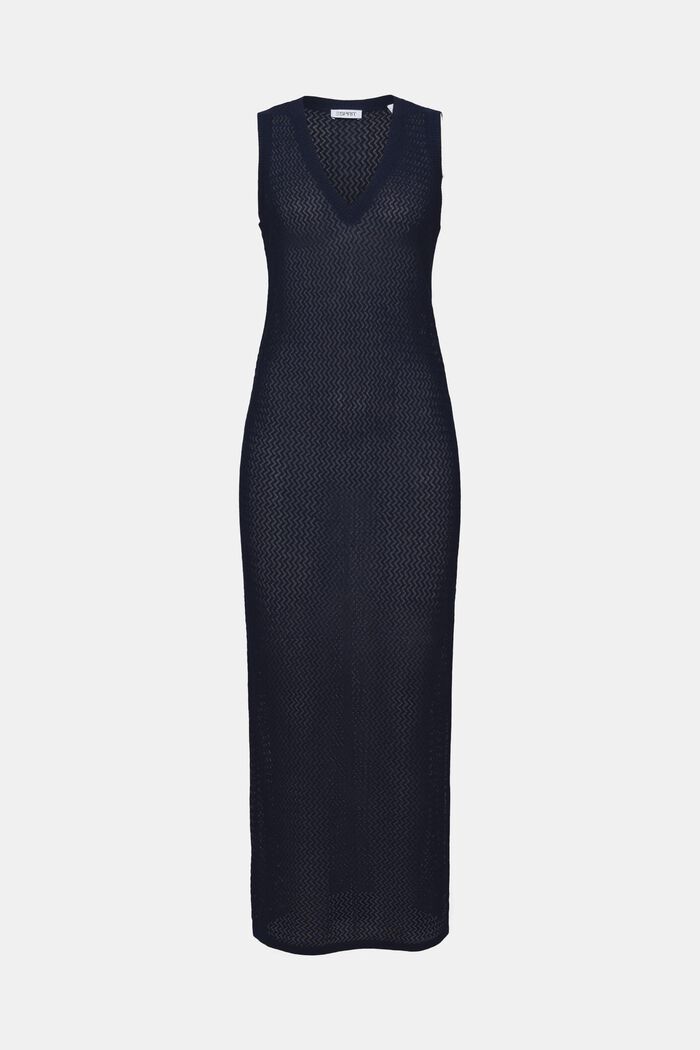 Structured V-Neck Sleeveless Dress, NAVY, detail image number 6