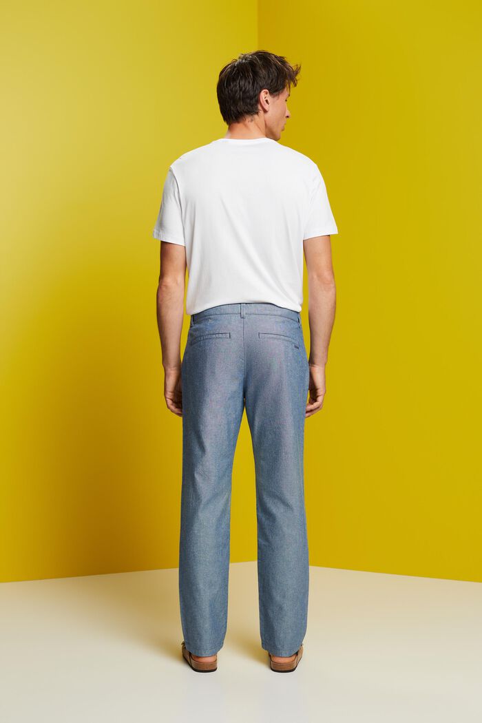 Structured chino trousers, 100% cotton, BLUE, detail image number 3