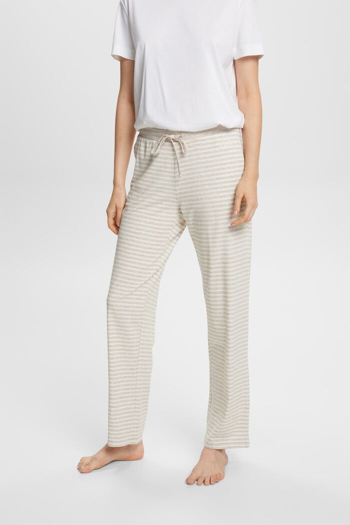 Striped Nightwear Pants, SAND, detail image number 0